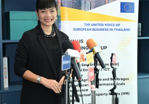 นางสาวพริ้วแพร ชุมรุม รองอธิบดีกรมทรัพย์สินทางปัญญา เข้าร่วมกล่าวปาฐกถาพิเศษ (Policy Keynote Address) ในงาน "Strengthening IP Enforcement in Thailand: Challenges, Best Practices, and the Role of Business in Combating Illicit Trade" ของสมาคมการค้ายูโรเป