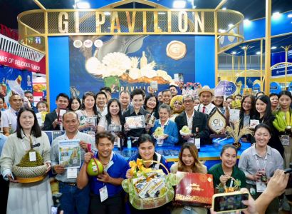 กรมทรัพย์สินทางปัญญา โชว์ศักยภาพ GI ไทยในงาน THAIFEX ดึงเชฟดังรังสรรค์เมนู “โนริทาโก้ข้าวสังข์หยด & เนื้อโคขุนโพนยางคำ” พร้อมต่อยอดความร่วมมือร้านอาหารชั้นนำ เปิดทาง GI สู่ตลาดพรีเมียม